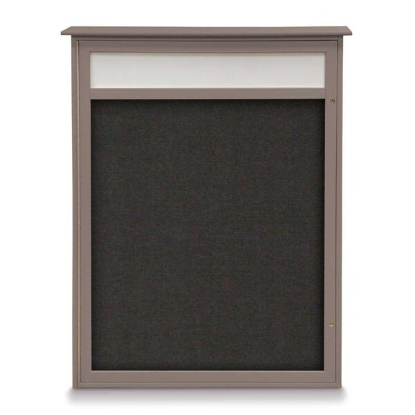 24"x36" 1-Door Enclosed Outdoor Letterboard, Grey Felt/Bronze Alum